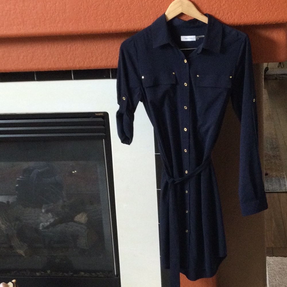 Calvin Klein Small Navy Shirt Dress